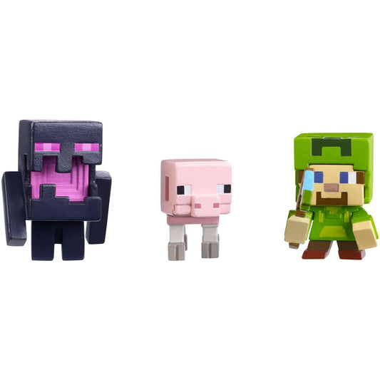 Minecraft Mini Figure Holloween 3-pack Steve W/Hoodie  Skeleron Pige  and Endereal