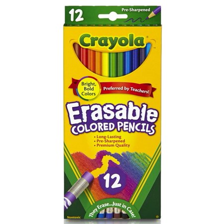 Crayola Erasable Colored Pencils 12ct: Cute School Supplies for Kids, Classroom Must Haves, Drawing Tools